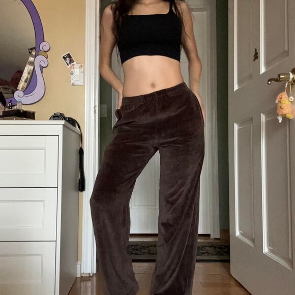 Los Angeles Apparel Brown Velour Pants - Picture 1 of 4